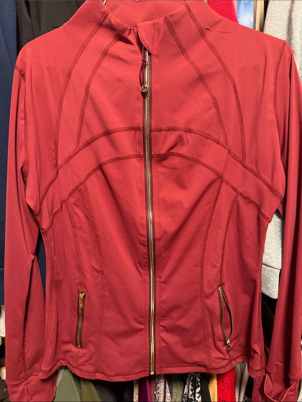 Women’s Deep Red Zip Bomber Jacket